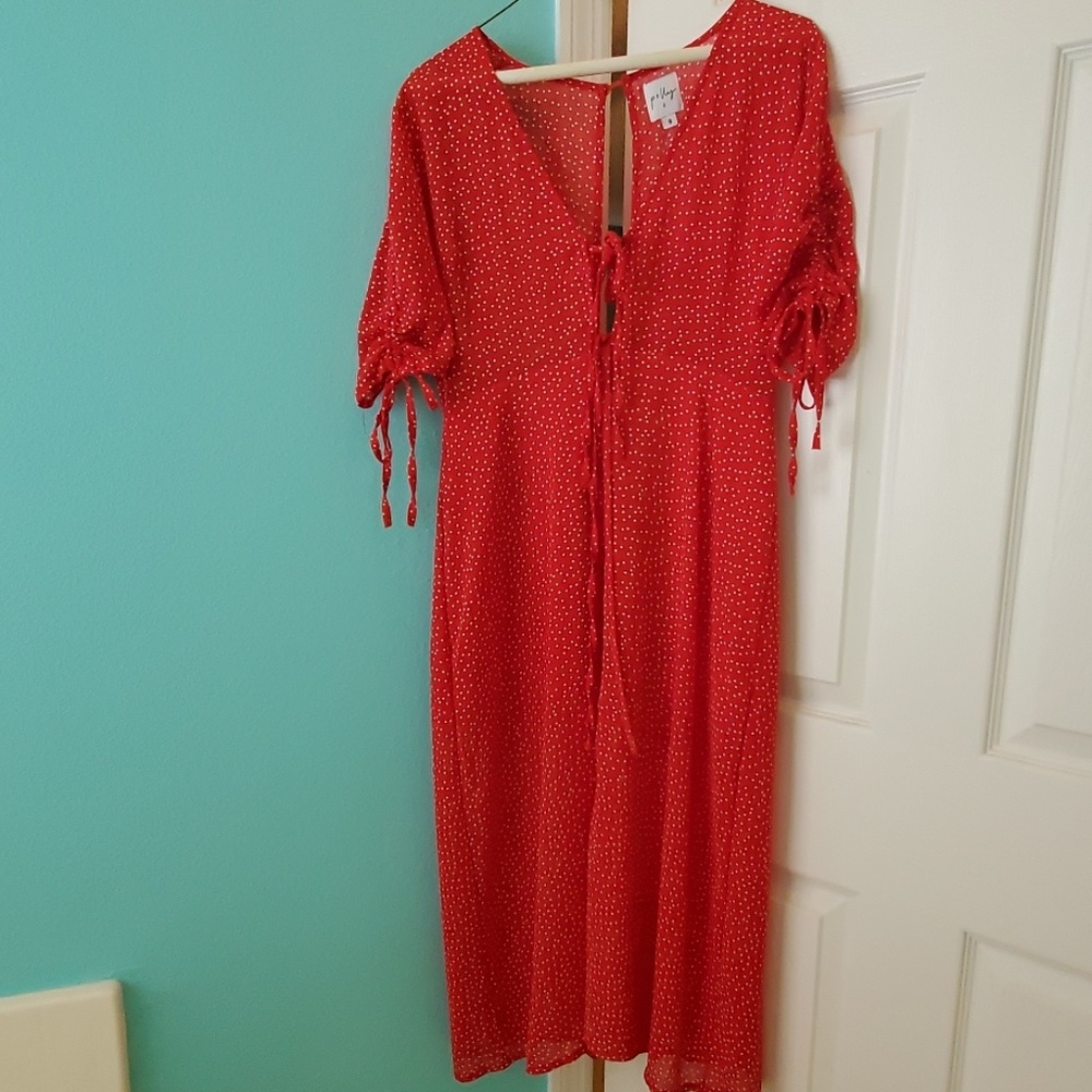 Princess Polly red with white polka dot dress
